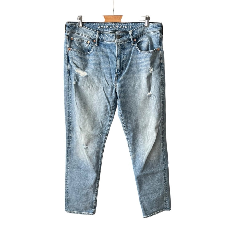 American Eagle  Men's Light Blue Slim Straight Jeans Sz 34x32